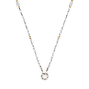 Halskette NOURA 70 cm Clip & Mix bicolor mit Kettengliedern und goldfarbenen Perlenakzenten