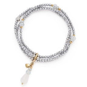 Armband NOURA Clip & Mix bicolor mit Perlen und goldenem Anhänger