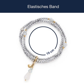 Elastisches Armband NOURA mit Glasperlen und goldfarbenen Akzenten, Massangaben