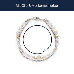 Massangaben zum Armband ESTHER Clip & Mix, bicolor mit Perlen und Metallperlen