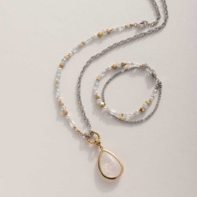 Armband ESTHER Clip & Mix bicolor mit Perlen und Tropfenanhänger aus Stein