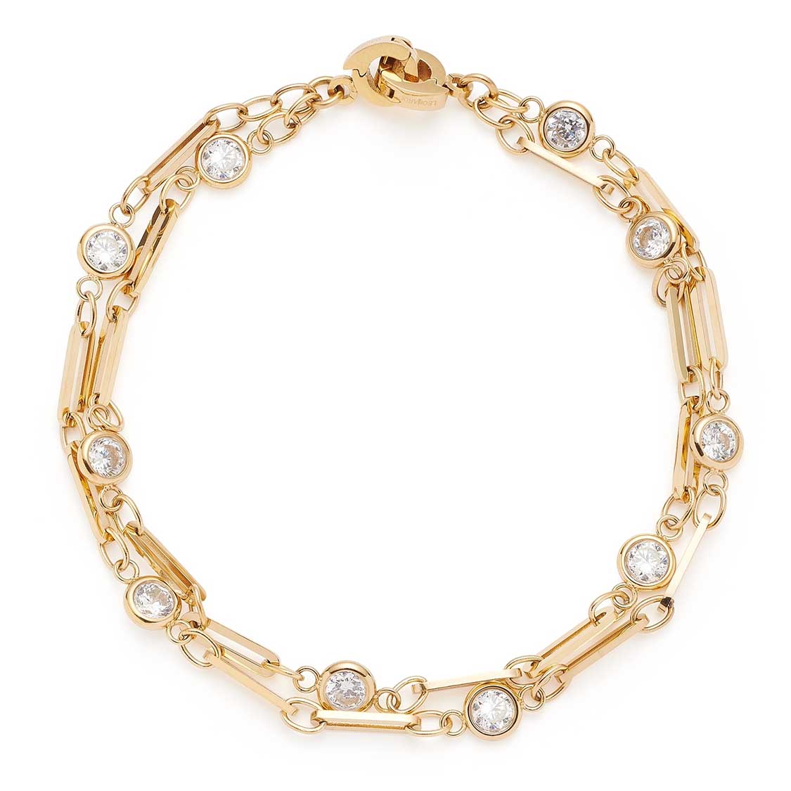 Armband REBECCA gold Clip & Mix mit Gliedern und Zirkonia-Steinen