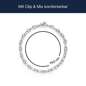 Massangaben zum Armband YVETTE Clip & Mix, silberne Gliederkette
