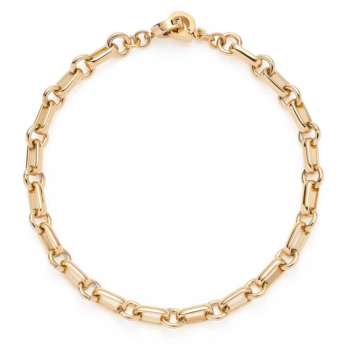 Armband YVETTE gold mit Gliederkette und Karabinerverschluss auf weißem Hintergrund