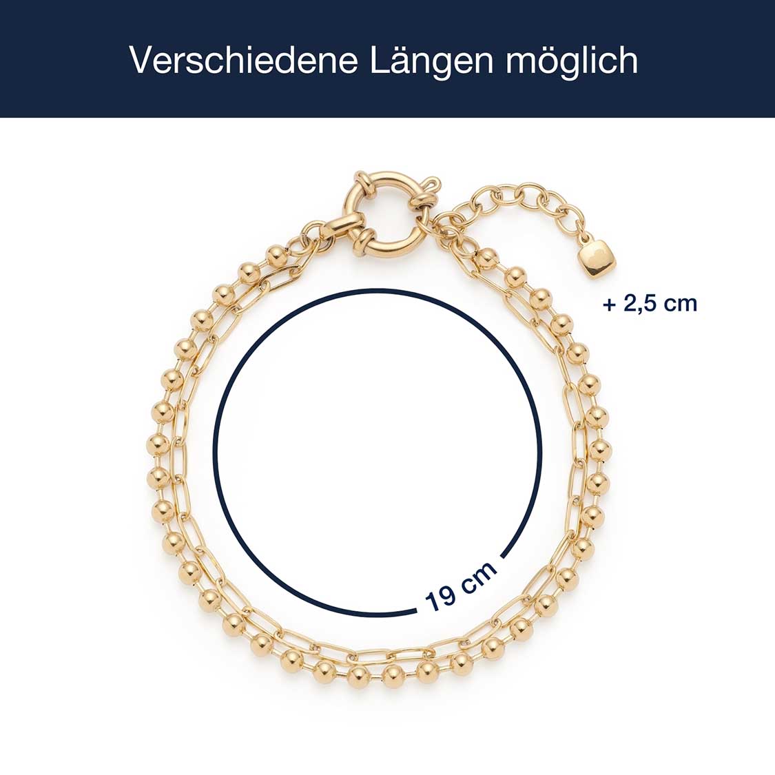 Massangaben zu Armband LIZZY gold Clip & Mix