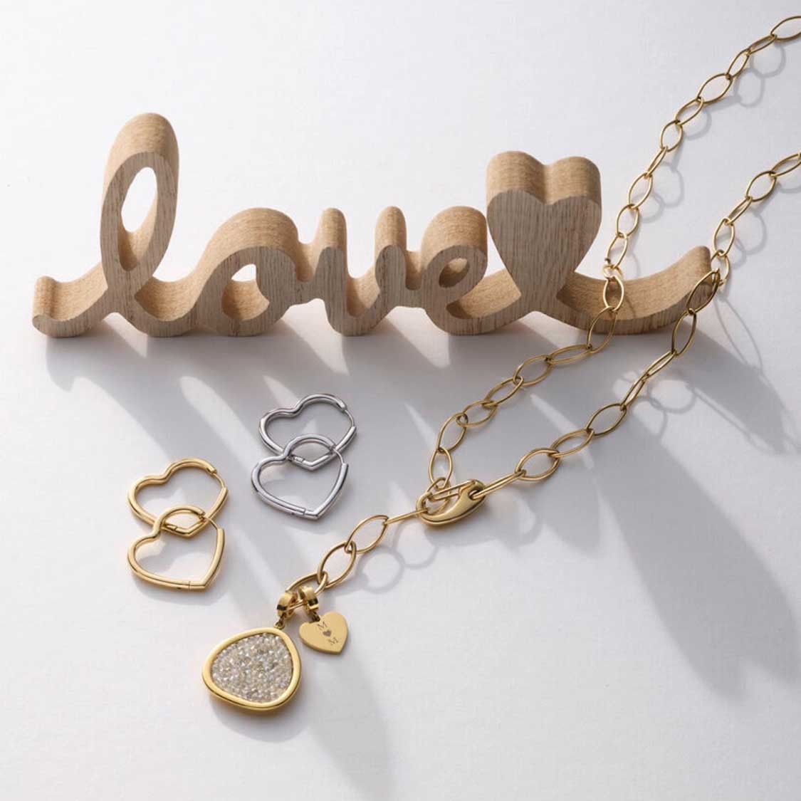 Anhänger FRANCA gold Clip & Mix mit Kettenanhängern und Herzcharms