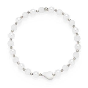 Armband SELENA mit weißen und silbernen Perlen sowie Herzverschluss