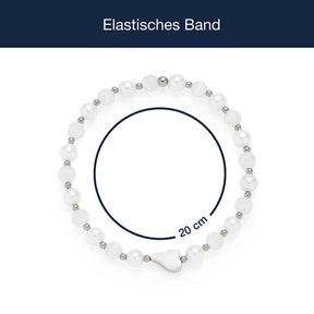 Armband SELENA mit weißen und silbernen Perlen, Massangaben