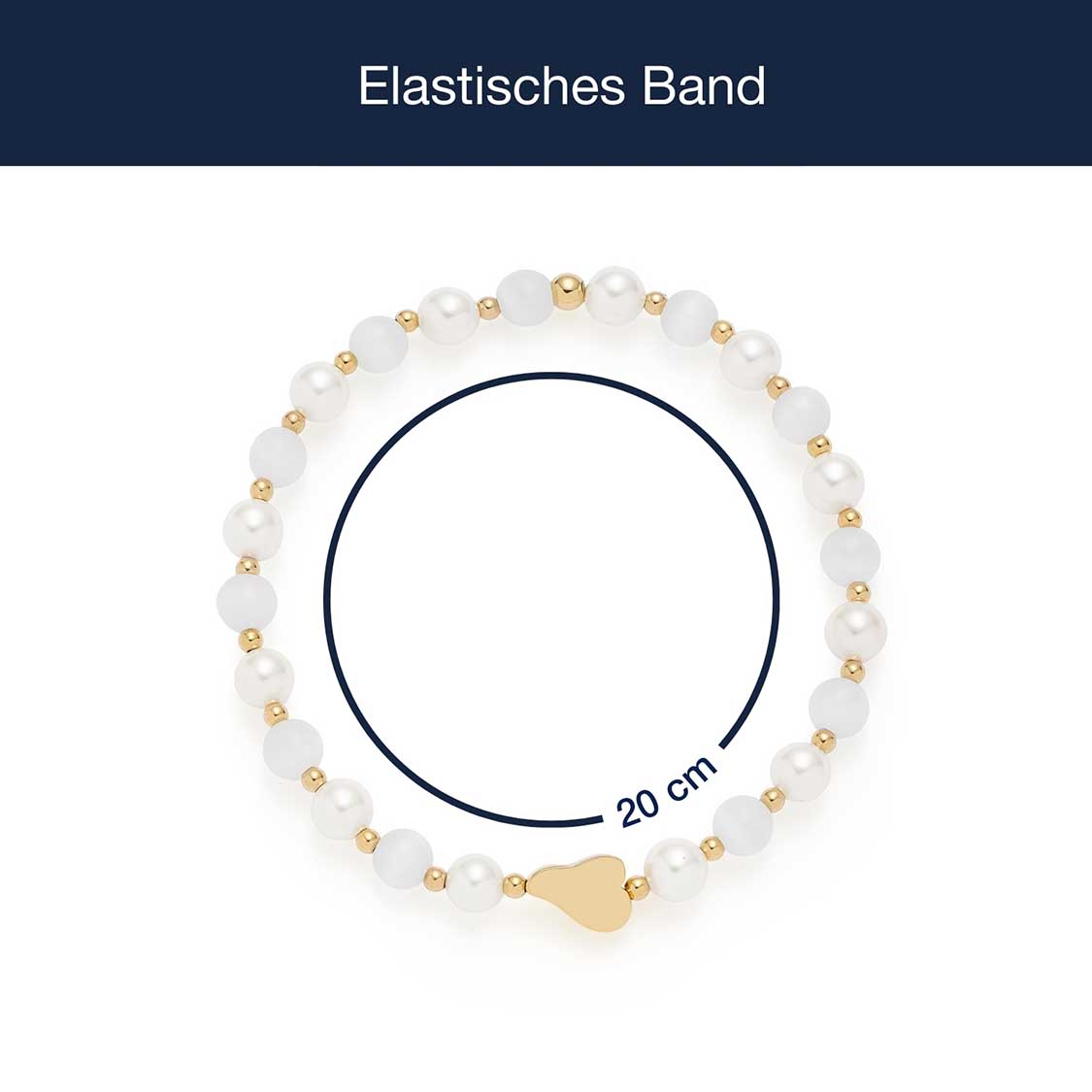 Armband SELENA gold mit Perlen und Massangaben