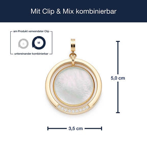 Anhänger MAGDA gold mit Clip & Mix System und Massangaben