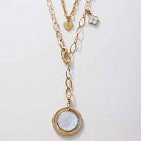 Anhänger MAGDA gold Clip & Mix mit Glaseinsatz und Charms an Kette