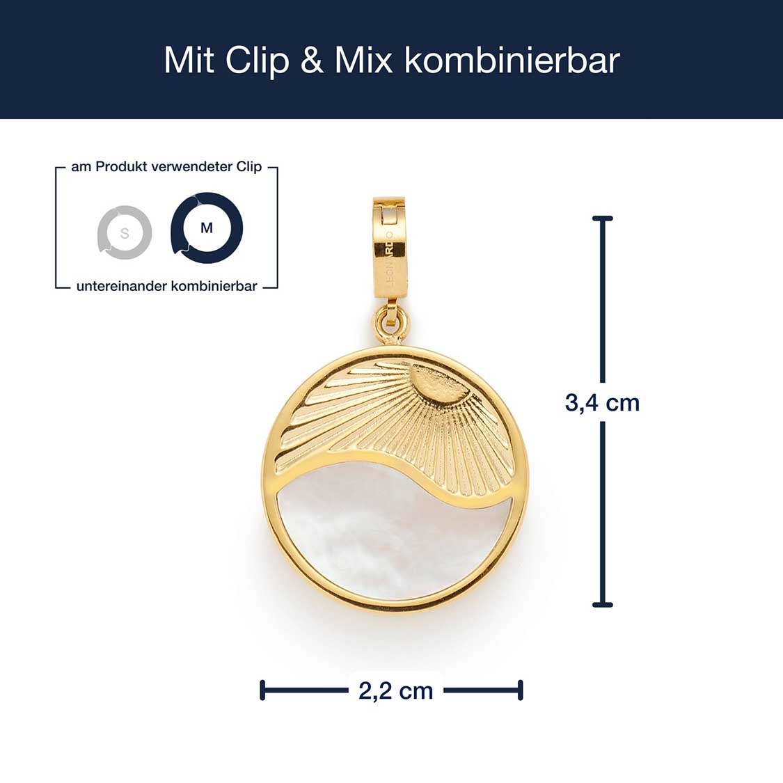 Massangaben zu Anhänger SOLARIS gold Clip & Mix