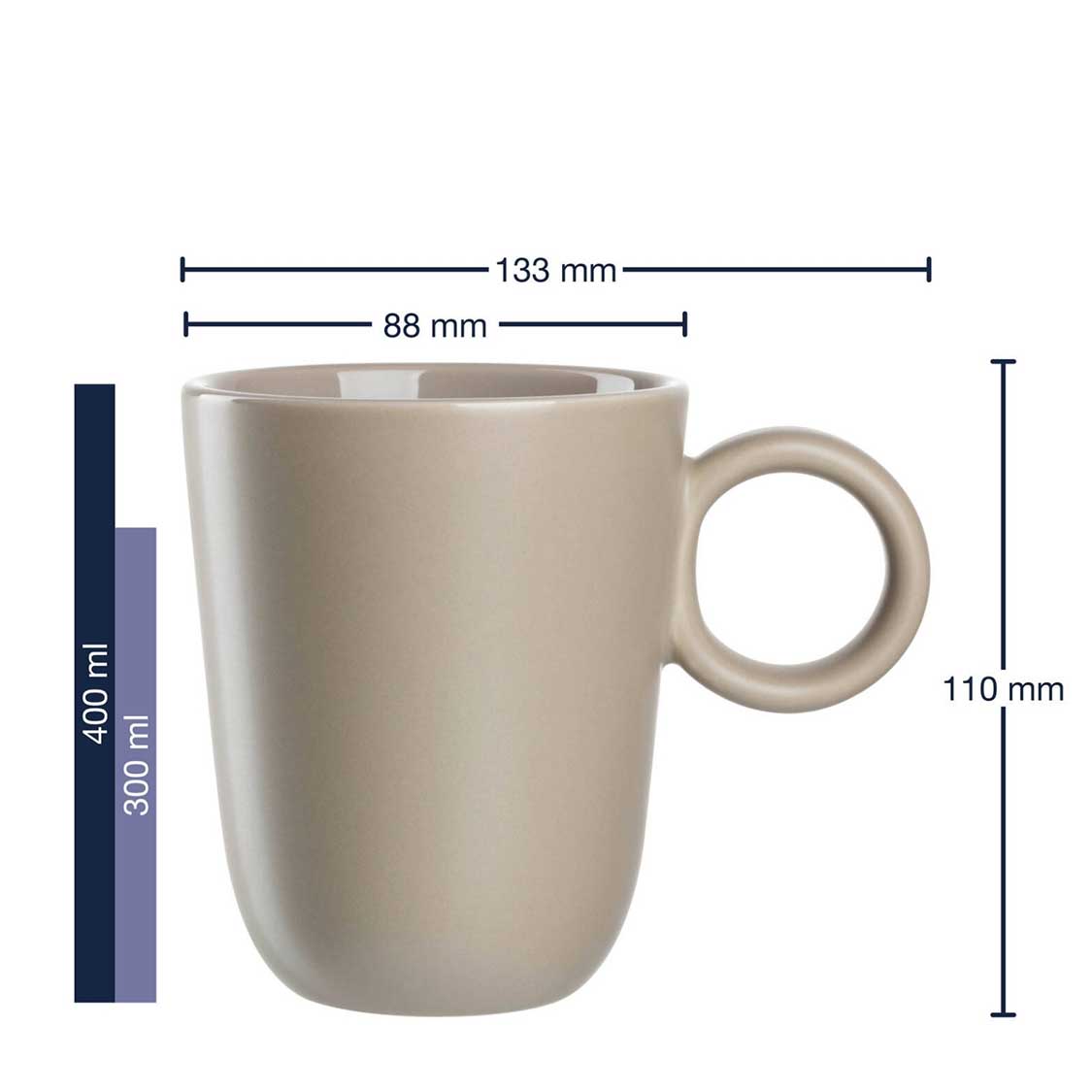 Massangaben zu Keramiktasse ROMA 400 ml beige