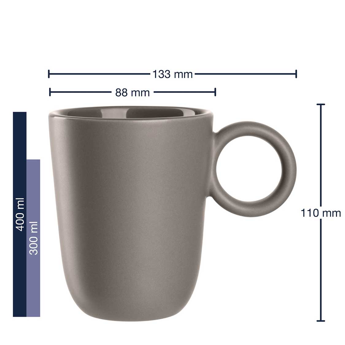 Massangaben zu Kaffeebecher ROMA taupe