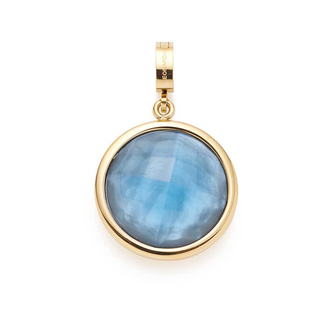 Anhänger MINKA gold mit blauem Glasstein und Clip-Verschluss