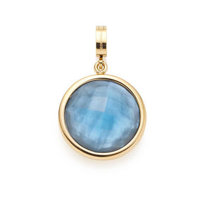 Anhänger MINKA gold mit blauem Glasstein und Clip-Verschluss