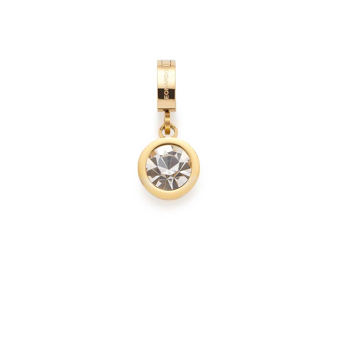 Anhänger LACY gold Clip & Mix mit rundem Kristallstein in Goldfassung