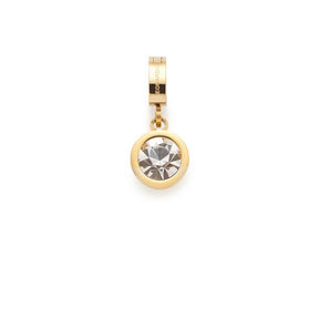 Anhänger LACY gold Clip & Mix mit rundem Kristallstein in Goldfassung