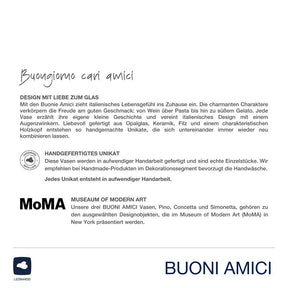 Objektvase BUONI AMICI Pino mit Produktbeschreibung und Herstellerinformationen