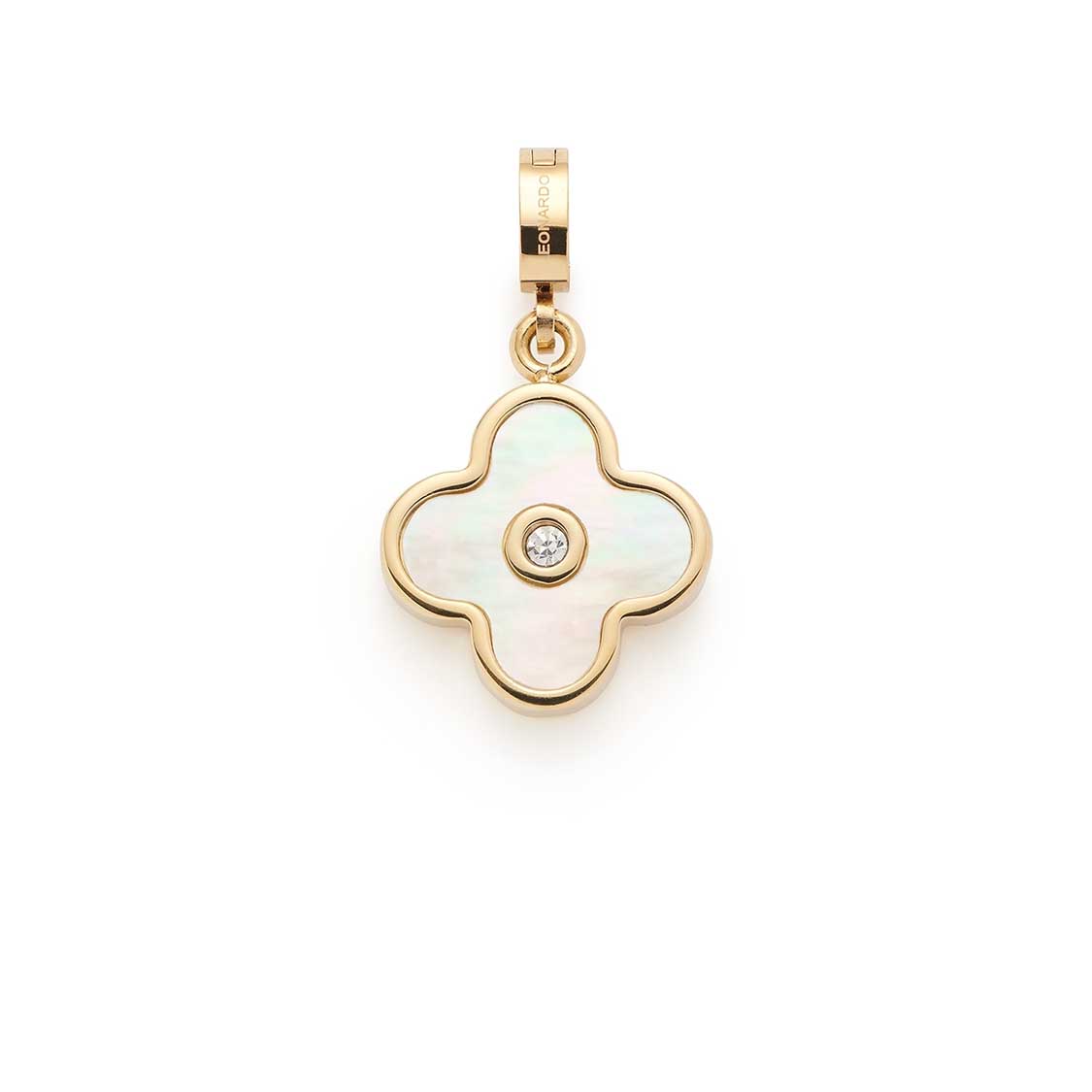 Anhänger BLUNA gold Clip Mix Kleeblatt Perlmutt Diamant