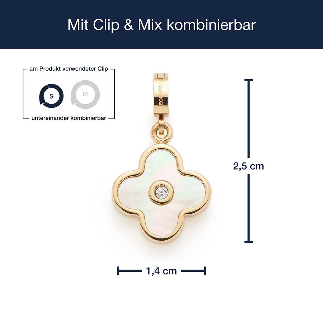 Massangaben zu Anhänger BLUNA gold Clip & Mix