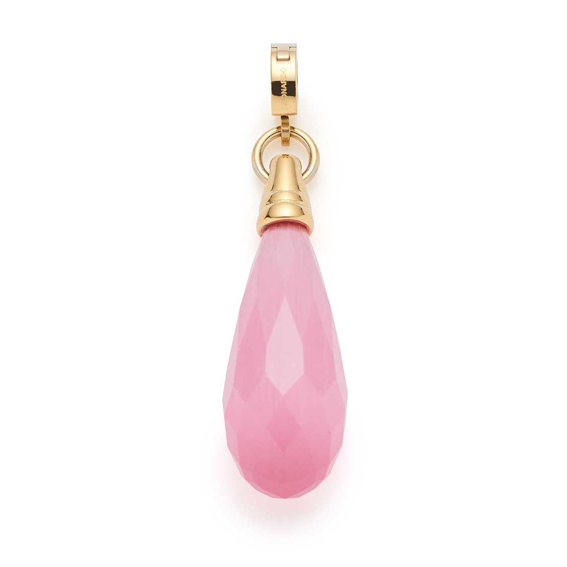 Anhänger FRISCO gold Clip & Mix, rosa Tropfen mit facettiertem Schliff