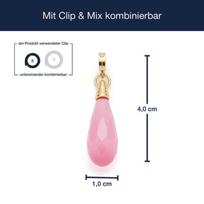 Anhänger FRISCO gold Clip & Mix mit rosa Tropfen und Massangaben