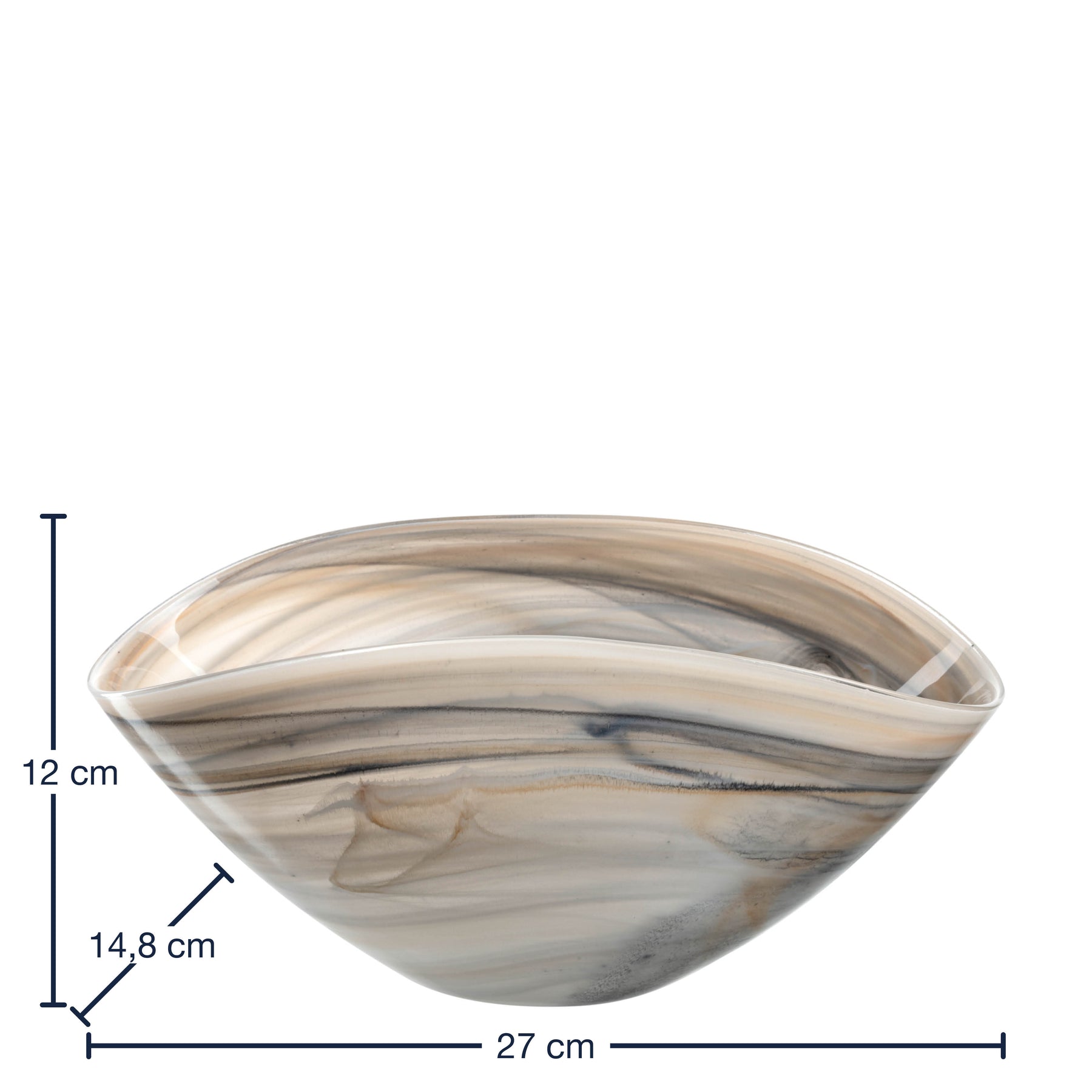 Massangaben zu Schale ALABASTRO 27 cm x 15 cm beige/schwarz