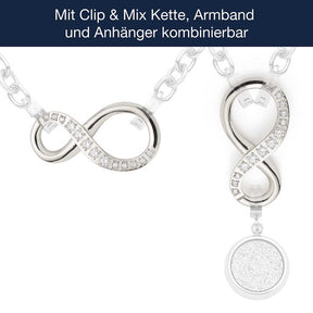 Edelstahlring SENTA Clip & Mix in Silber mit Kette und austauschbaren Anhängern