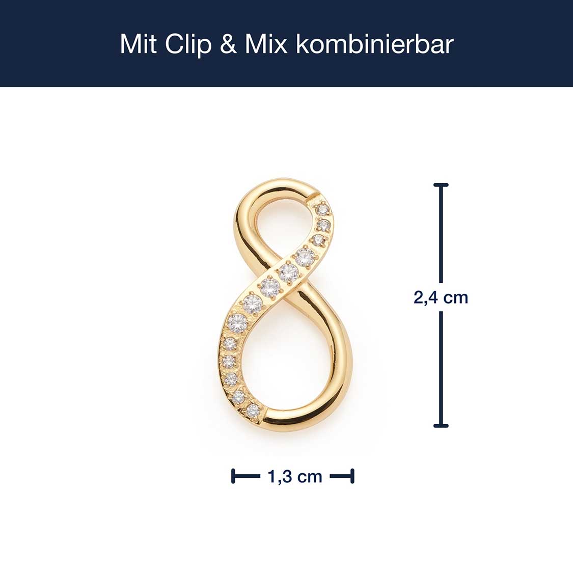 Massangaben zu Edelstahlring SENTA gold Clip & Mix mit Zirkonia