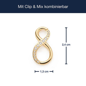 Massangaben zu Edelstahlring SENTA gold Clip & Mix mit Zirkonia