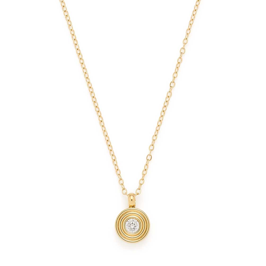Halskette ISABELLE 45 gold mit rundem Anhänger und Zirkonia