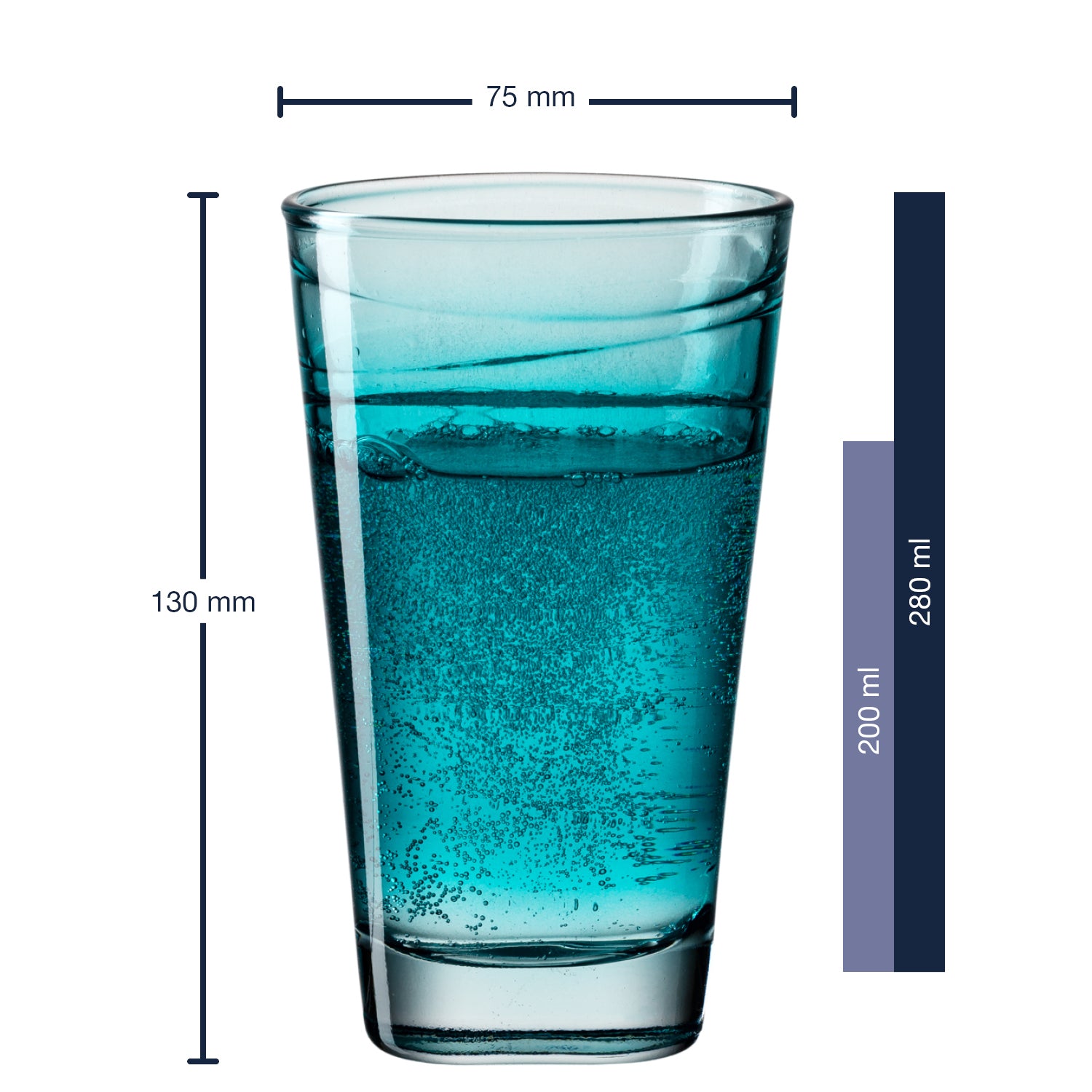 Massangaben zu Trinkglas VARIO STRUTTURA 280 ml türkis