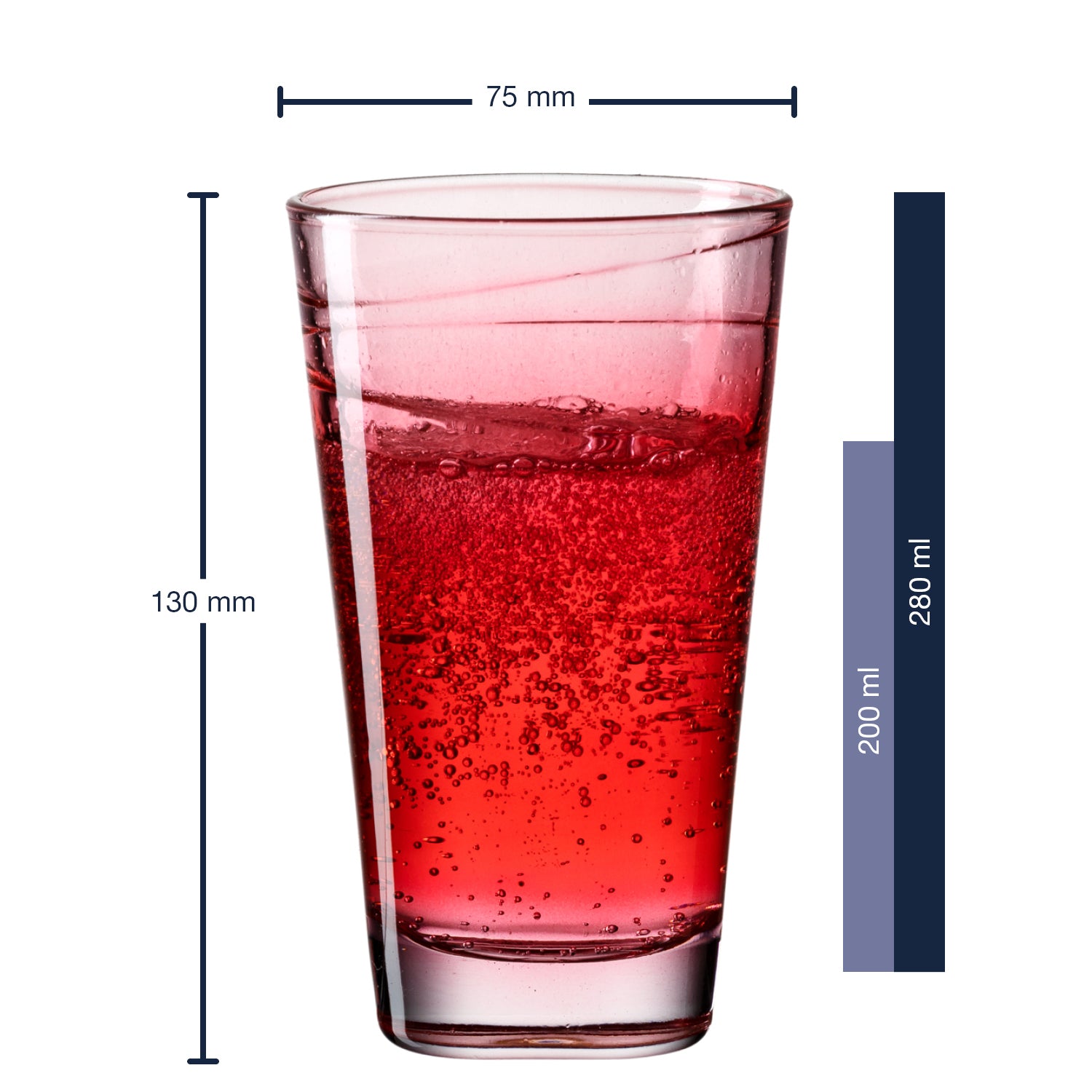 Massangaben zu Trinkglas VARIO STRUTTURA 280 ml rot