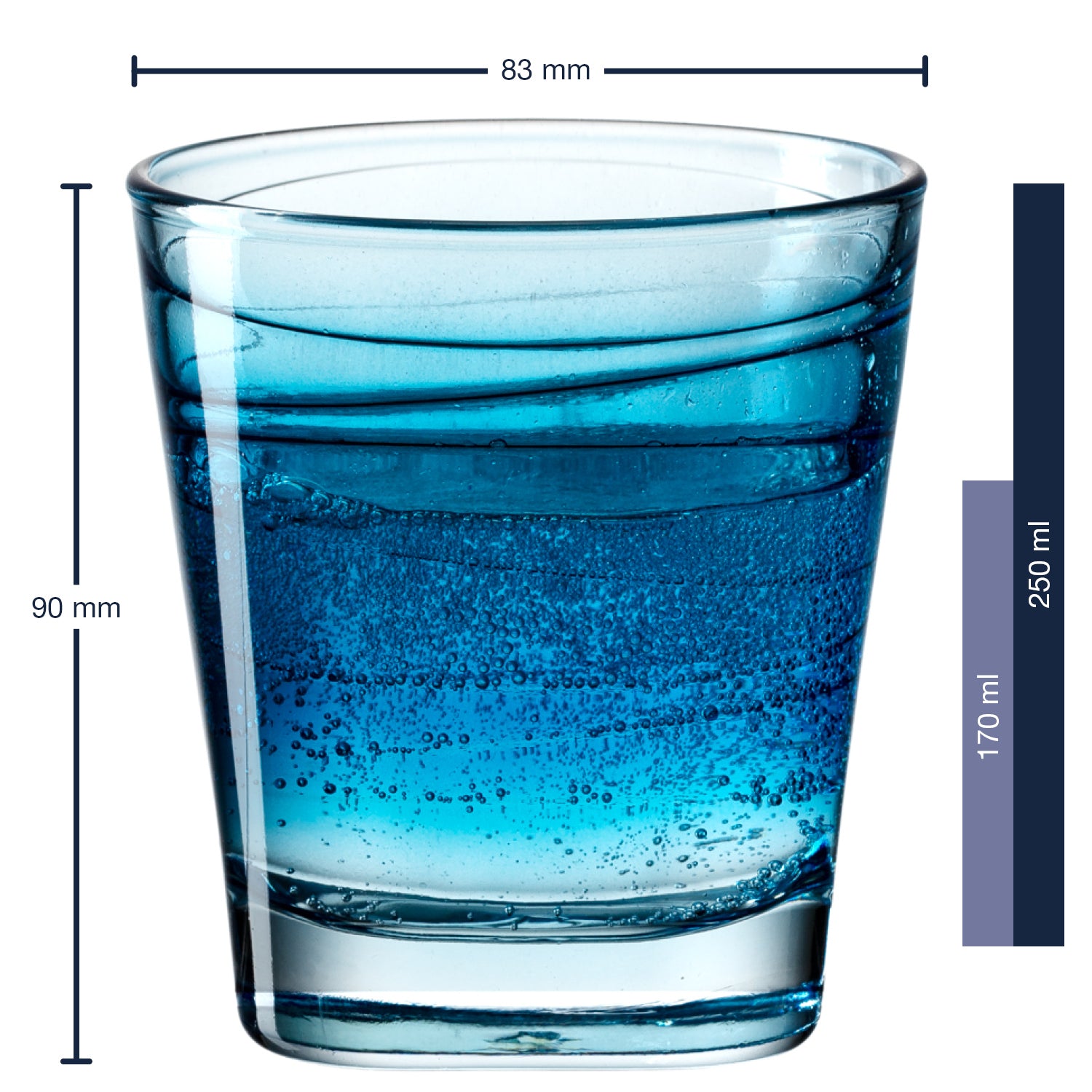 Massangaben zu Trinkglas VARIO STRUTTURA 250 ml blau