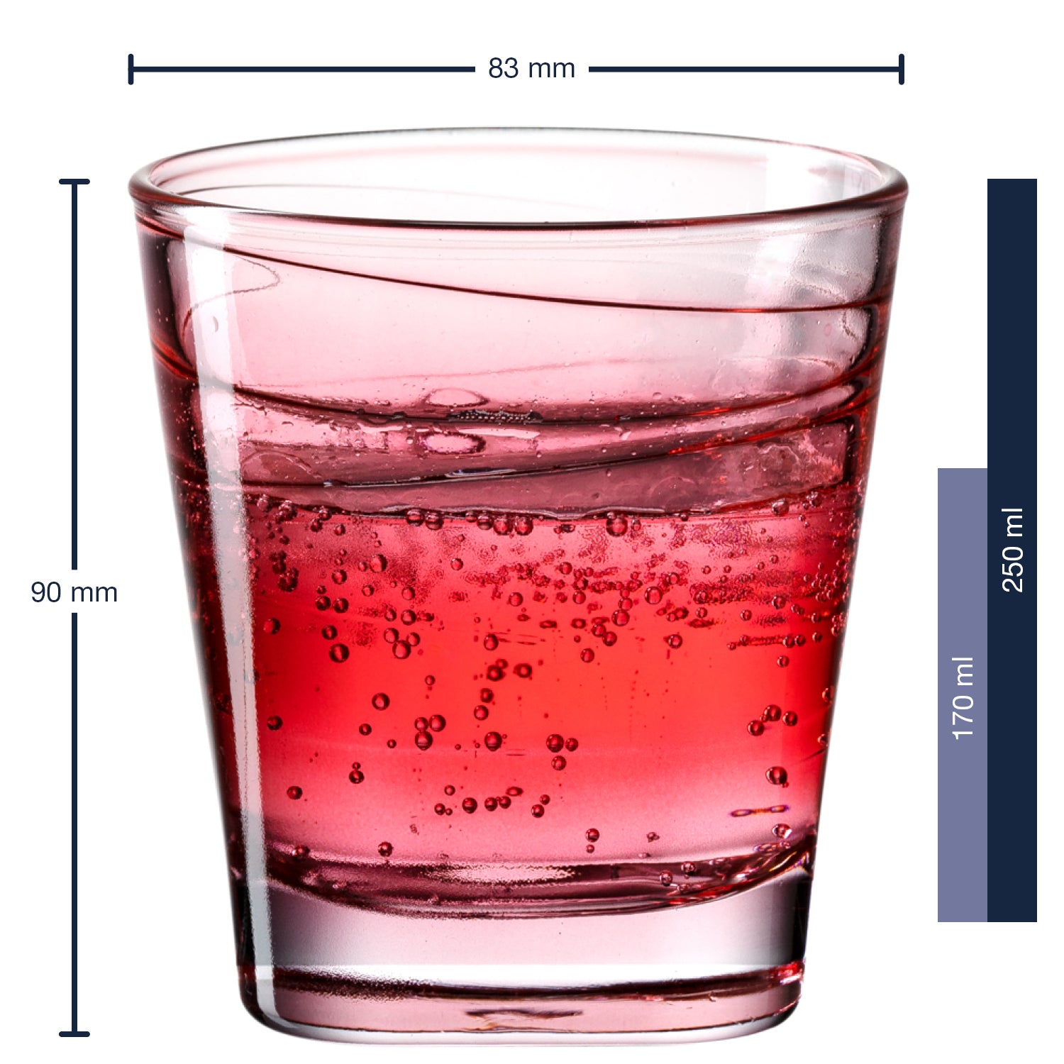 Massangaben zu Trinkglas VARIO STRUTTURA 250 ml rot