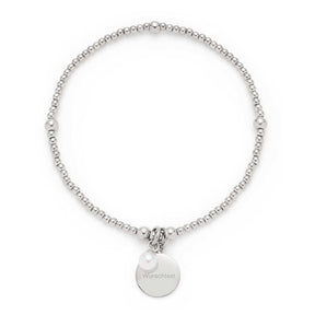Silbernes Armband DEBBY mit Perle und gravierter Plakette