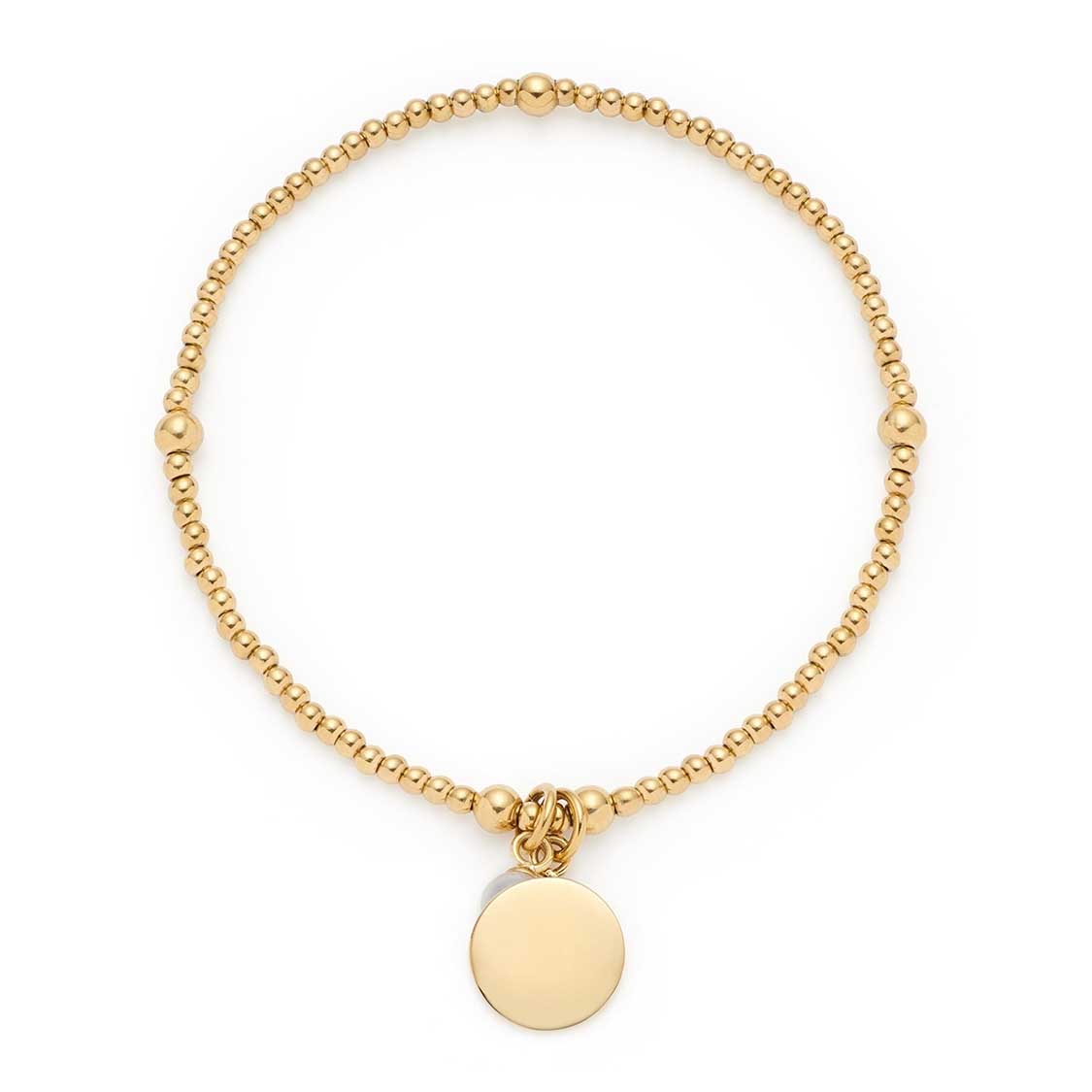 Armband DEBBY gold mit rundem Anhänger auf weißem Hintergrund