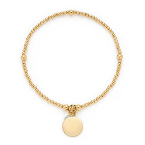 Armband DEBBY gold mit rundem Anhänger auf weißem Hintergrund