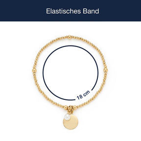 Armband DEBBY gold mit Perlendetail und rundem Anhänger, Massangaben zum Armband