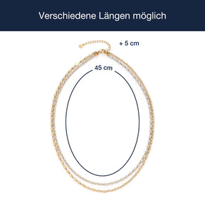 Massangaben zu Halskette SABRINA, bicolor Edelstahl mit Verlängerungskette