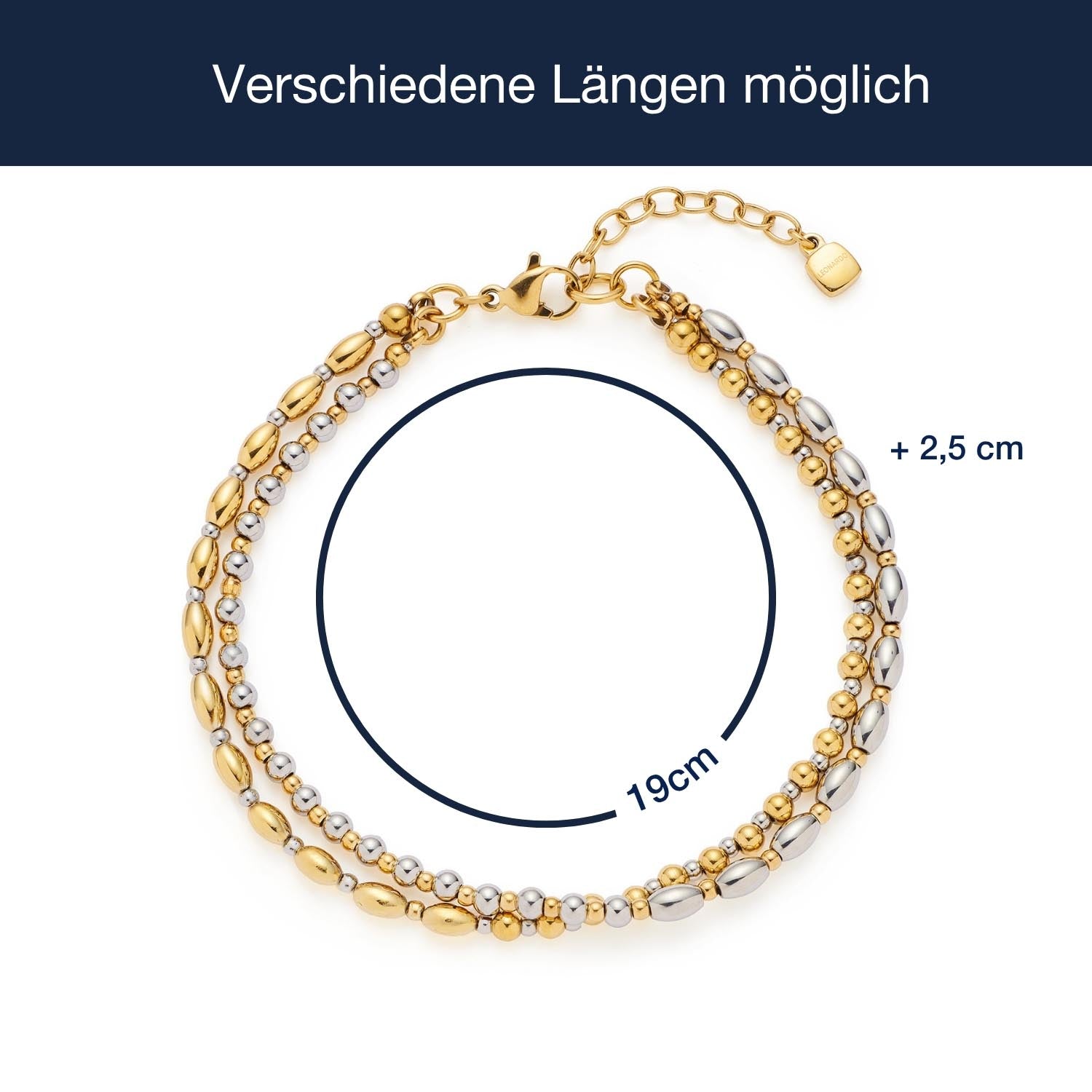 Massangaben zu Armband SABRINA, bicolor Edelstahl-Gliederkette