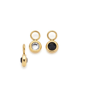 Set/2 Anhänger BLACKY silber/schwarz Beauty's in Gold mit Glaseinsätzen, seitliche Ansicht eines Anhängers