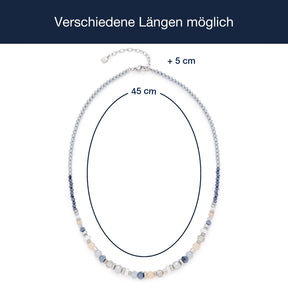 Messangaben zu Halskette BRITTA, Glasperlenkette silber mit verschiedenen Längenoptionen