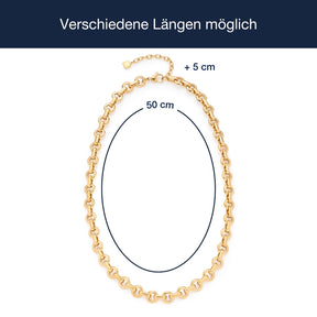 Massangaben zur Halskette NALA, goldene Gliederkette mit Verlängerung