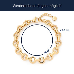 Massangaben zum Armband NALA, goldenes Kettenarmband mit Schließe