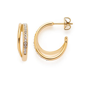 Ohrring ANJA gold mit Zirkonia-Steinen, Stecker mit Verschluss