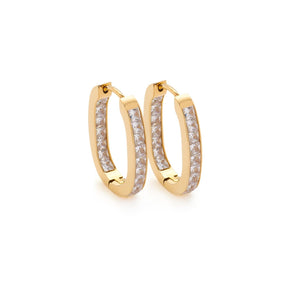 Creole BOSSY gold mit Zirkonia-Steinen, Paar Ohrringe