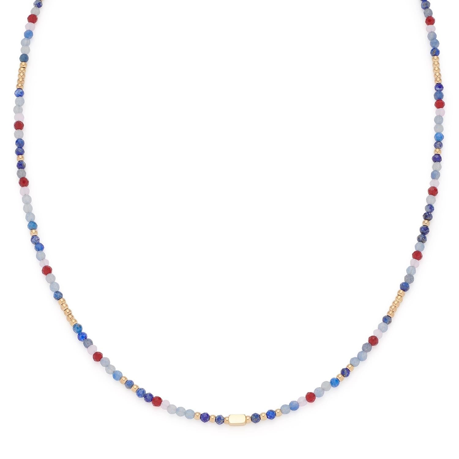 Halskette ALSION 42 cm CIAO mit bunten Perlen in Rot, Blau, Grau und Gold