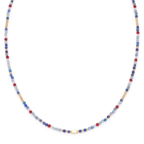 Halskette ALSION 42 cm CIAO mit bunten Perlen in Rot, Blau, Grau und Gold